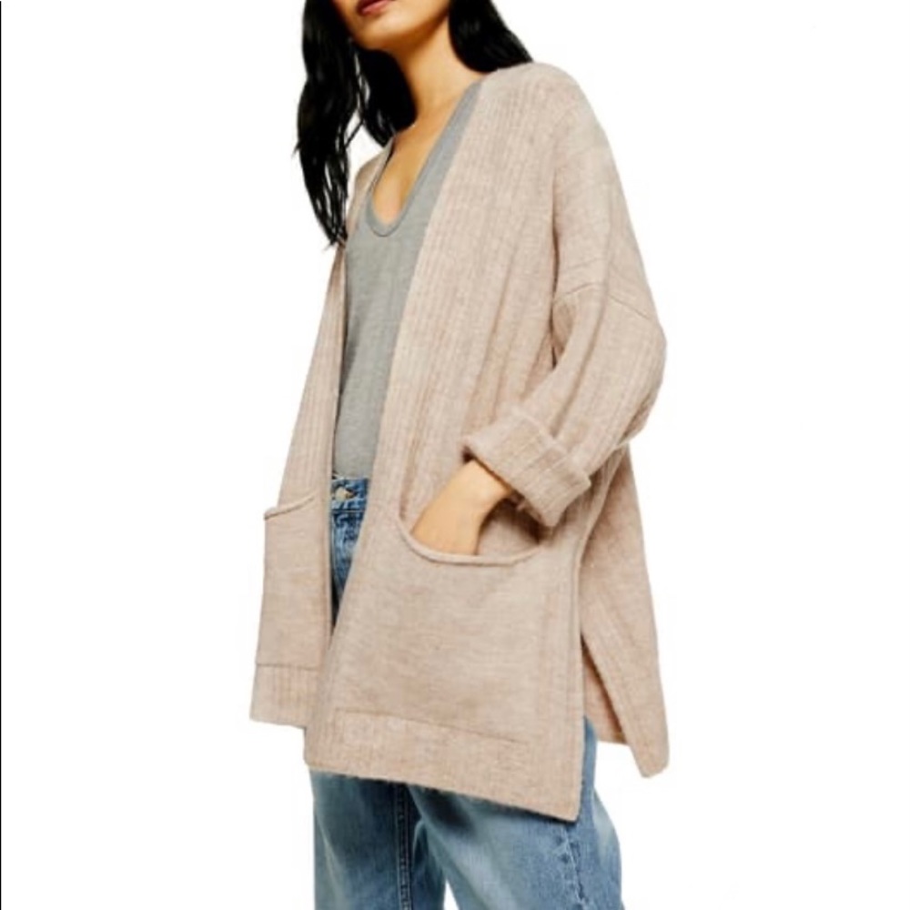 TOPSHOP Cream Oatmeal Long Cardigan
